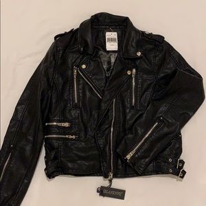 BLANK NYC Call It Quits Faux Leather Moto Jacket